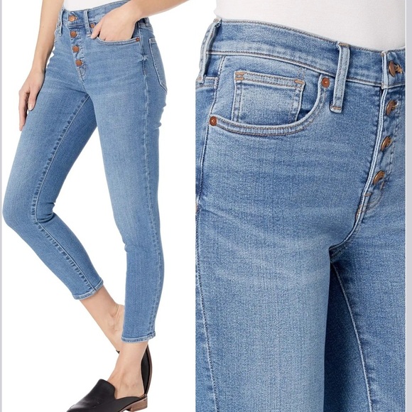 MADEWELL 9" Mid-Rise Skinny Crop Jeans with Button-Front, size 26 - Picture 12 of 12